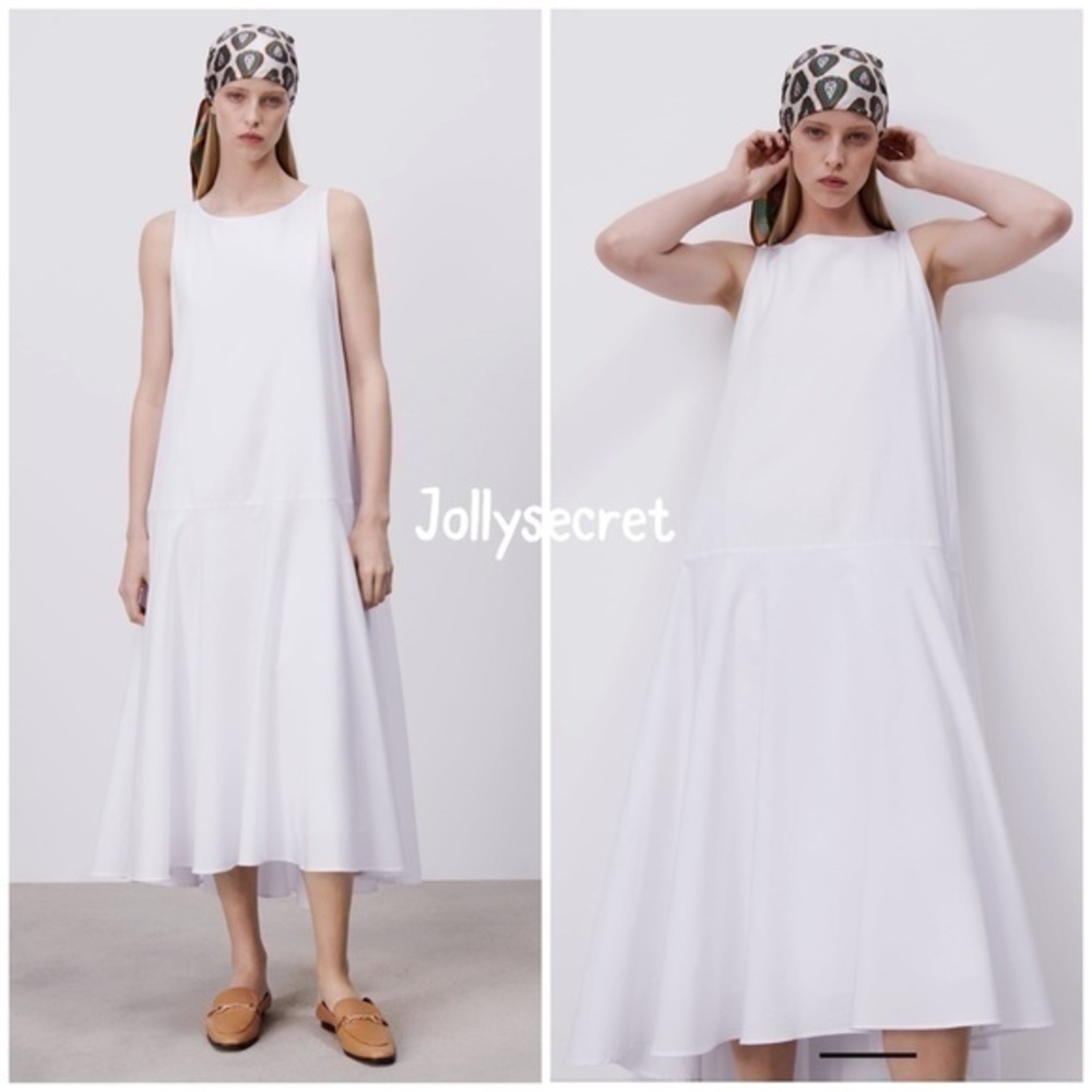 NEW Zara voluminous poplin white dress - Picture 2 of 5